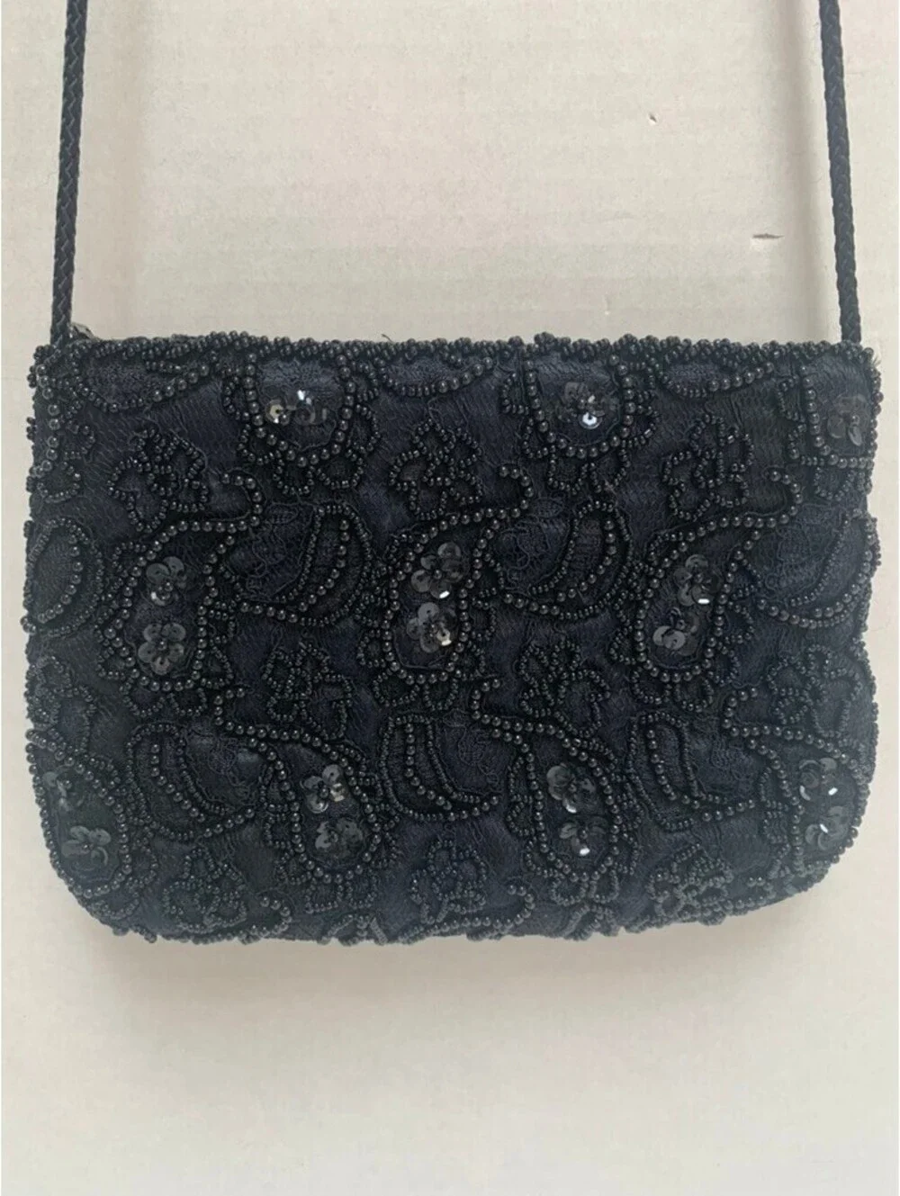 Vintage Bechamel  Black Beaded Evening Bag